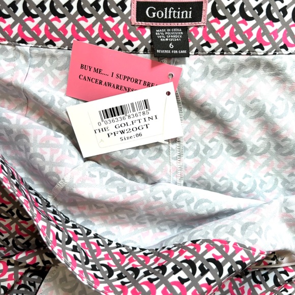 Golftini golf skort size 6 hot pink white grey black faux wrap zipper pocket NWT - Picture 12 of 12